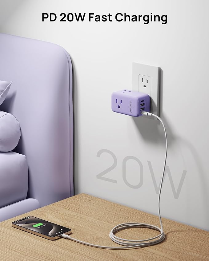 TROND Multi Plug Wall Outlet, 3 AC Outlet Extender - Image 4