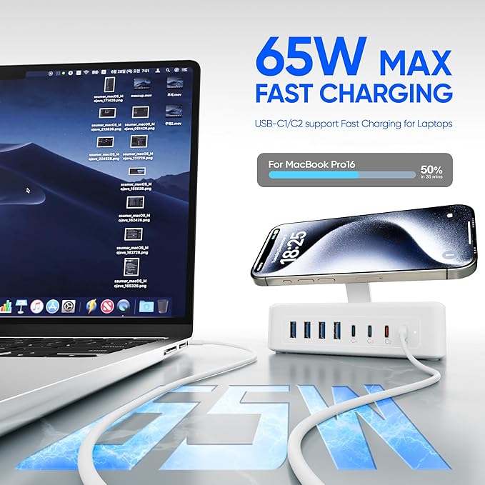 11-in-1 Charging Station USB-C Power Strip, 200W USB C Charger Block, 2AC - Image 3