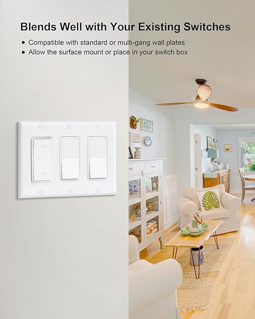 TREEWELL Wireless Light Switch and Receiver Kit, Decorator Rocker Wall Switch - Image 3