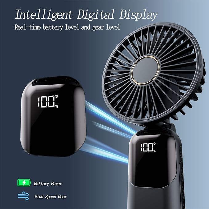 GOCKERA Portable Fan, 4200mAh Battery Operated Fan, 5 Speeds&Digital Display - Image 4