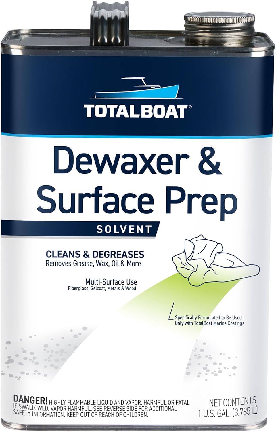TotalBoat Dewaxer and Surface Prep for Marine Paint & Varnish - Gallon | Paint Prep Solvent Removes Dirt, Wax, and Grime before applying Marine Paint & Varnish; Cleans Painting Equipment & Tools