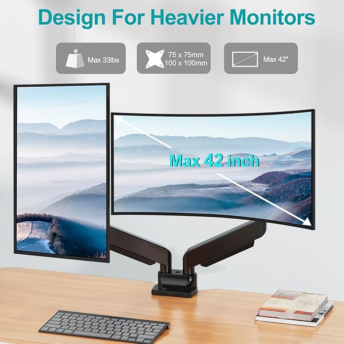 MOUNT PRO Dual Monitor Stand for Max 43 Inch Ultrawide Computer Screen - Image 4