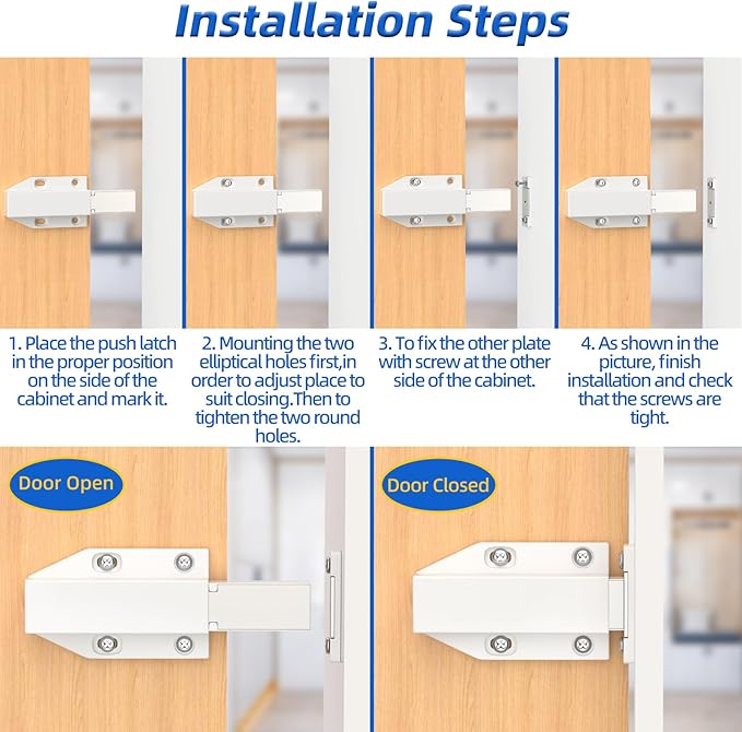 Push to Open Drawer Latch Jiayi 6 Pack Heavy Duty Magnetic Cabinet Latches - Image 3