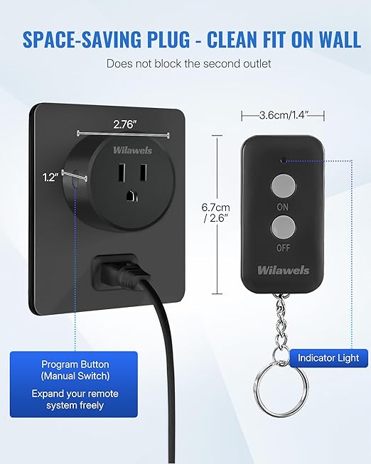 Black Remote Control Outlet, WILAWELS Wireless Remote On Off Switch - Image 6