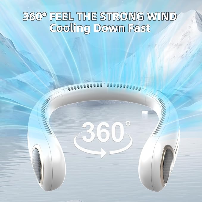 Portable Neck Fan, Hands Free Personal Wearable Bladeless Fan, 6000mAh USB - Image 2