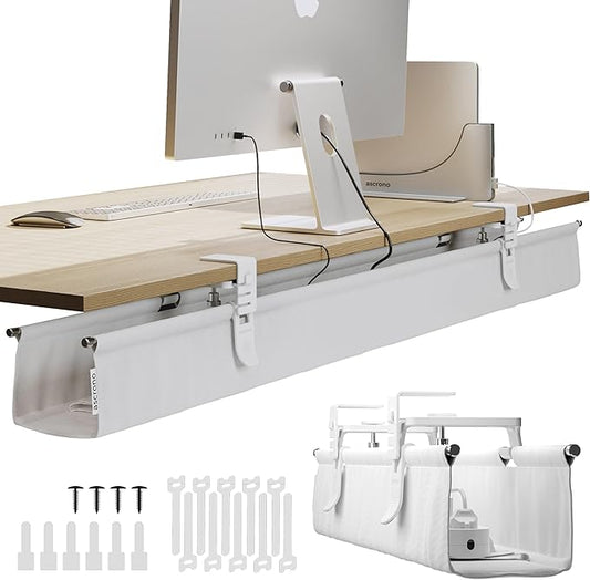 Ascrono Original No Drill Under Desk Cable Management Tray 53.9" by Ascrono