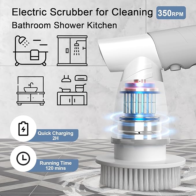 Electric Spin Scrubber, Bathroom Shower Electric Scrubber - Image 3