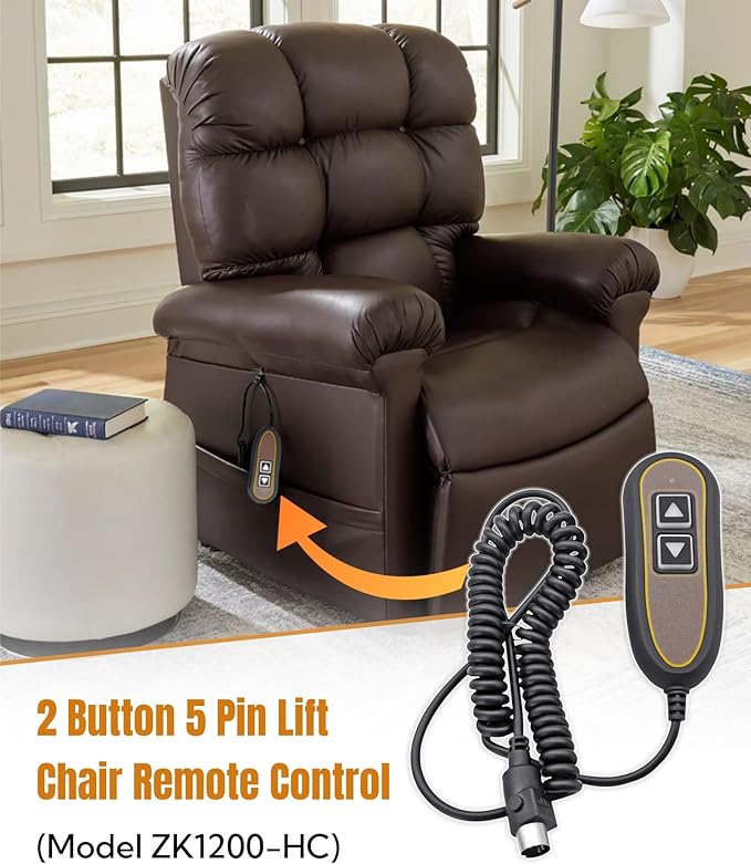 AWTURBO 2 Button 5 Pin Remote Replace Model ZK1200-HC Power Recliner Lift Chair - Image 2