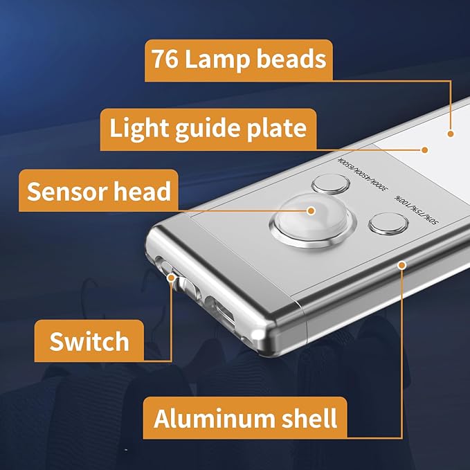 Under Cabinet Lights, 76 LED Operated Motion Sensor Light Indoor, 1500mAh USB - Image 5