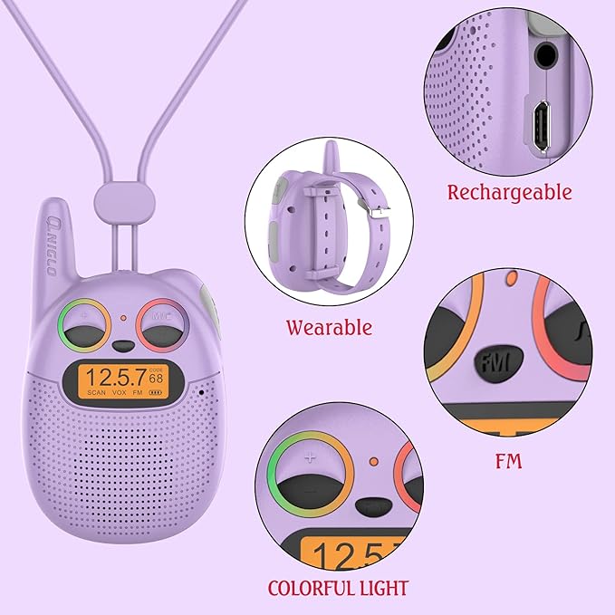 Walkie Talkies for Kids Rechargeable, Christmas Birthday Gifts for Girls Age 3-9 - Image 5