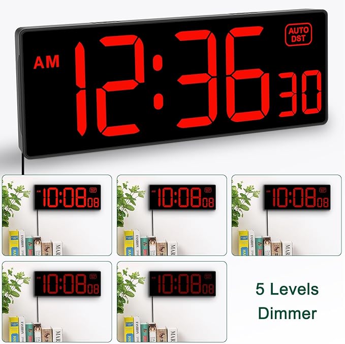 Soobest LED Digital Wall Clock, Large Digital Clock Bold Numbers - Image 4
