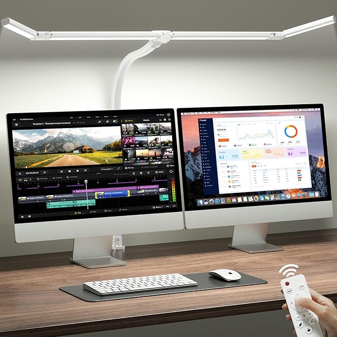 ONEMIX 42" LED Desk Lamp with Clamp, Architect Desk Light with Remote, by DeskLamp