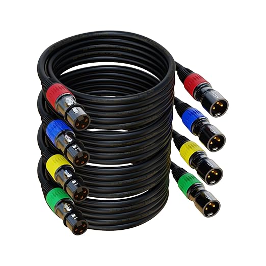 AuxLink XLR Cables, XLR Microphone Cable 1.5 ft 4 Pack by AuxLinkcable