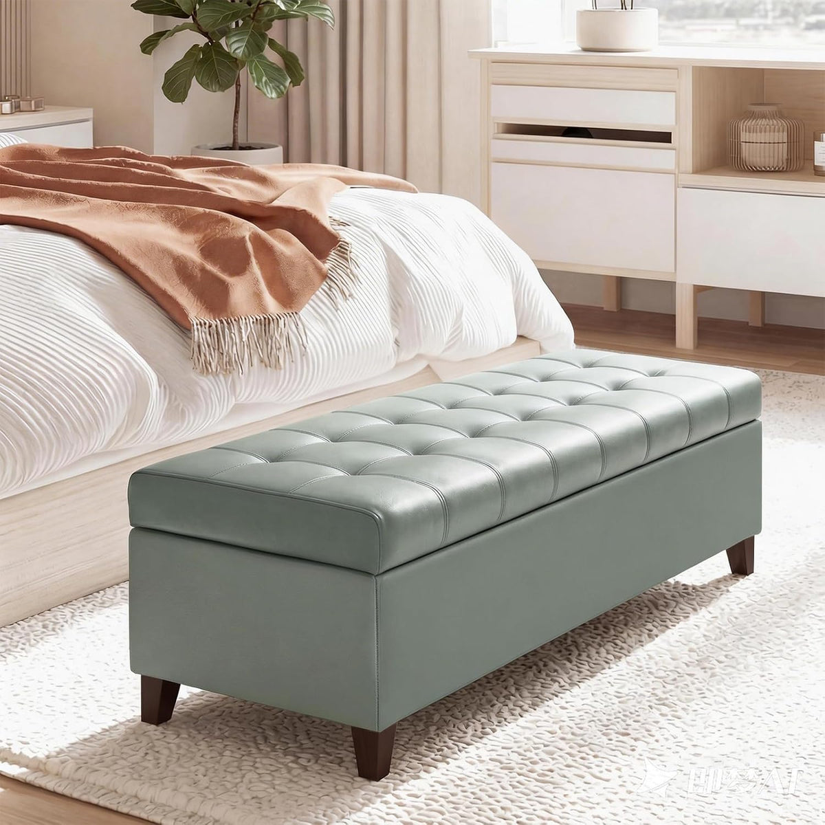 joveco 51 inch storage bench,leather tufted storage ottoman, main product view