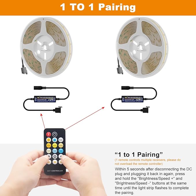 PAUTIX RF Remote Dimmer CCT Tunable COB LED Strip Lights, 17-Key Wireless - Image 3