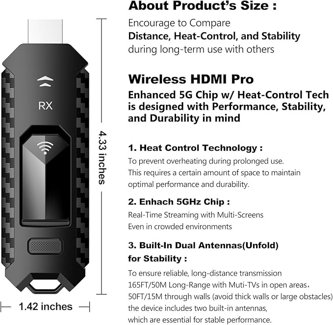 Wireless HDMI PRO- Transmitter and Receiver, Portable Multi-TVs Extender Kit - Image 6