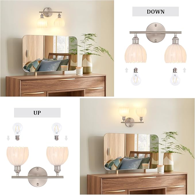 Shenmoyl Bathroom Light Fixtures, 2-Light Vanity Wall Light Over Mirror - Image 6