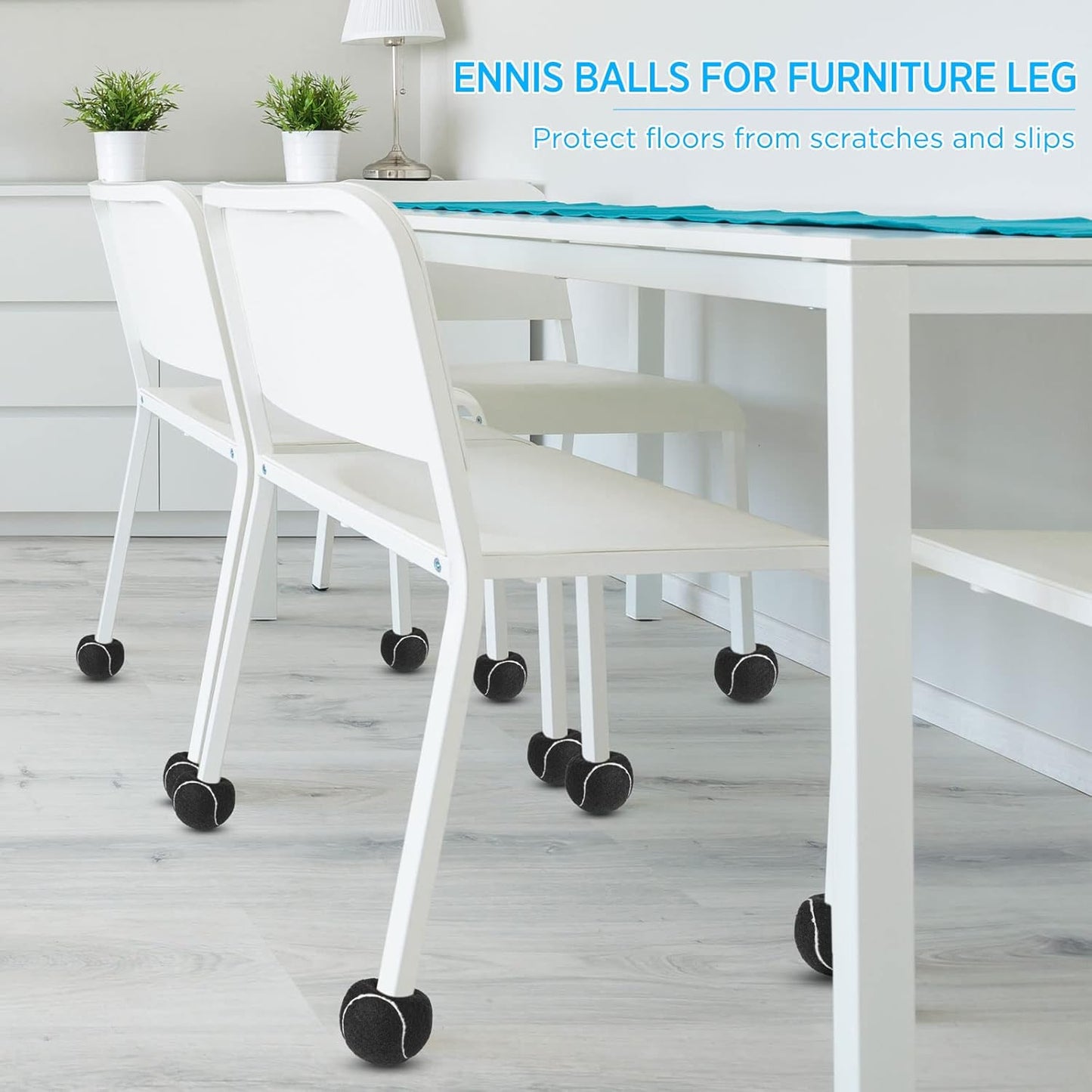 Macarrie 24 Pcs Precut Tennis Balls for Chair Legs Furniture Legs, Black | Floor Protection Chairs Desks Furniture Tennis Balls for Chairs Feet Long Lasting Foot Covers