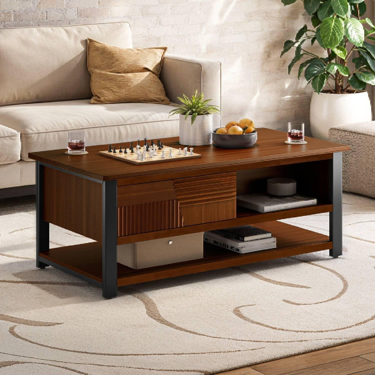 Bme Trapeze Coffee Table for Living Room – Modern Wooden Center Table