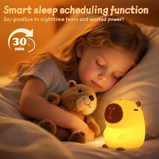 Rytinazzz Capybara Night Light, 50-Hour Battery & Pat Control, Squishy Animal - Image 3