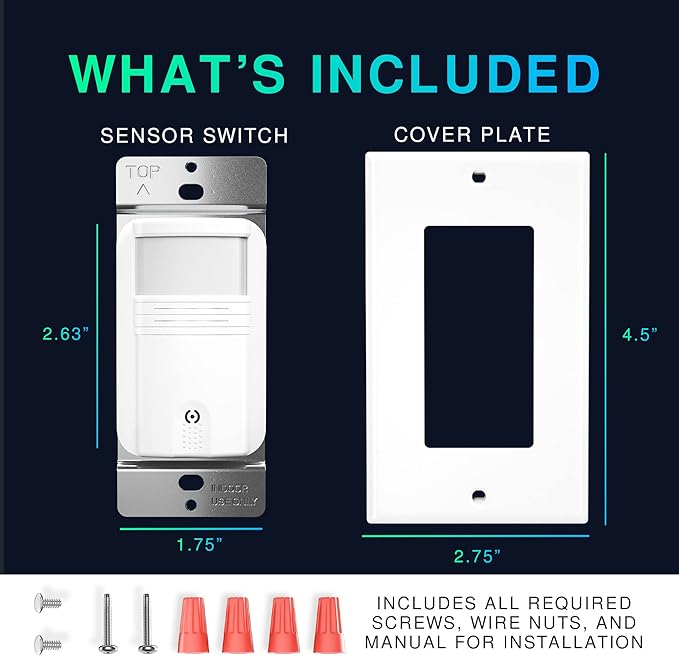 EverElectrix 2 Pack Motion Sensor Light Switch, Neutral Wire Required, Single - Image 4