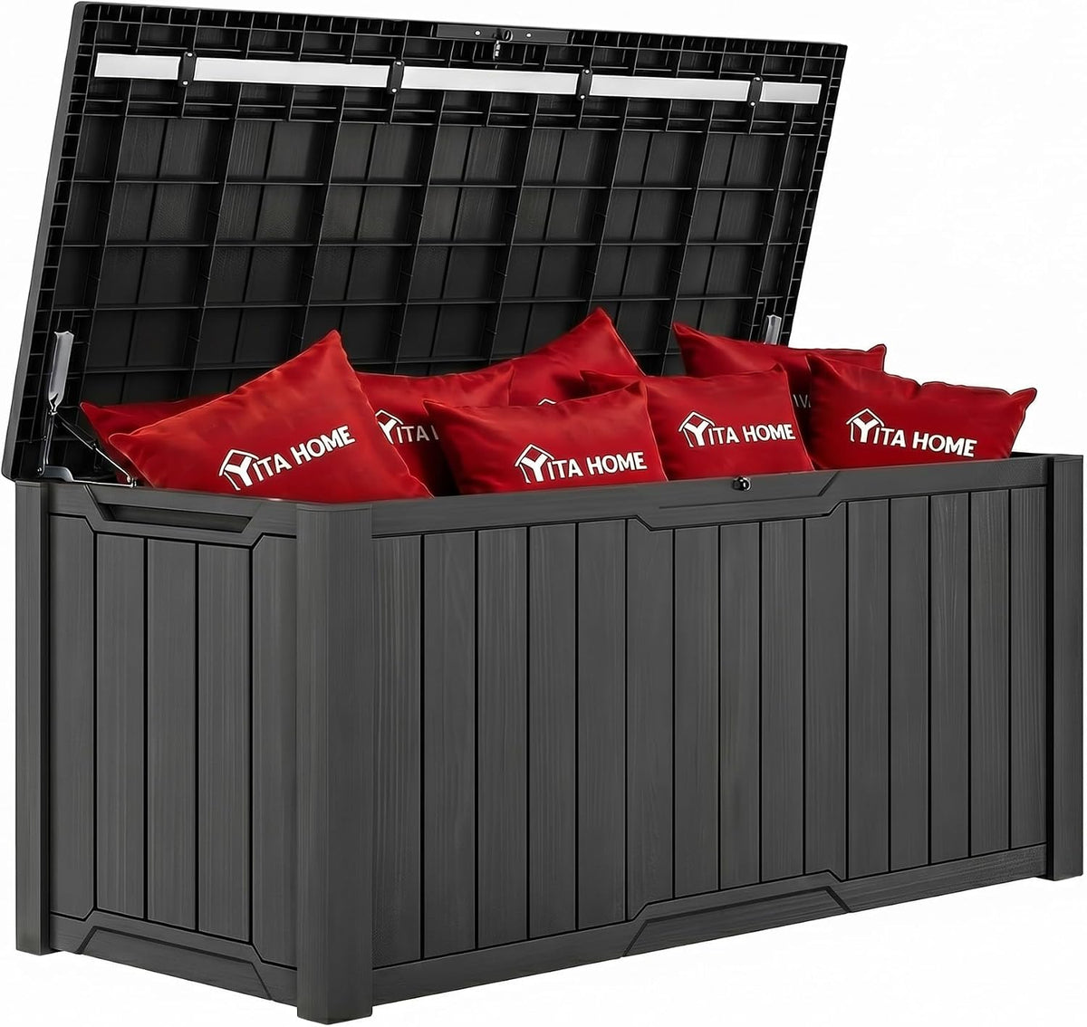 yitahome 240 gallon extra large outdoor storage deck shown in use