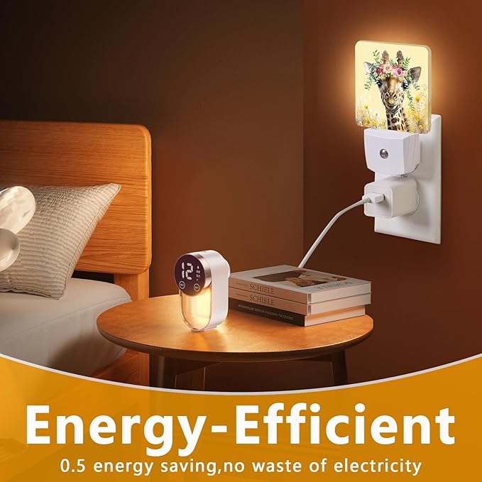 GANTINIR Giraffe Flower Night Light, Plug-into Nightlight White LED Lamp - Image 7