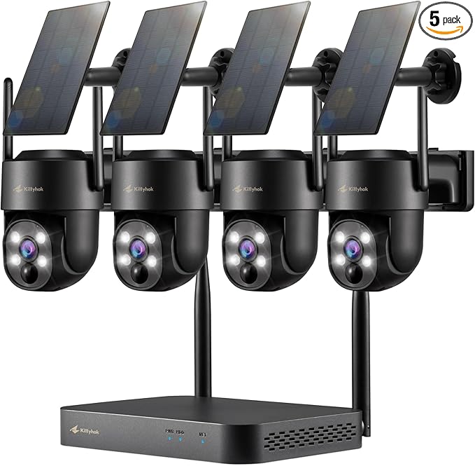 Kittyhok Black Solar Security Cameras Wireless Outdoor System, 5G/2.4G WiFi by Kittyhok