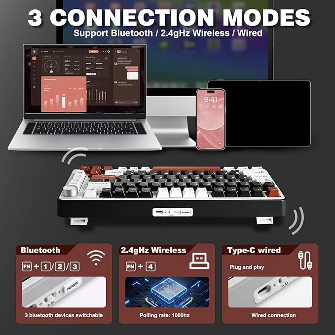 YUNZII B75 PRO Wireless Mechanical Keyboard, 75% Layout - Image 3