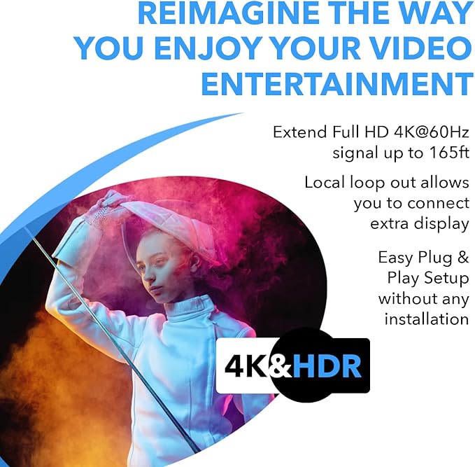OREI HDMI Extender UltraHD Over Single Cat6/Cat7 Cable 4K @ 60Hz - Image 7