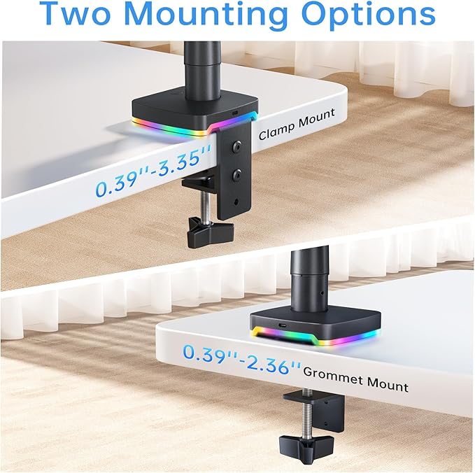 RGB Single Monitor Stand, Gas Spring Monitor Arm - Image 8