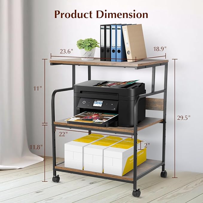 GCCSJ Large Printer Stand，3 Tier Printer Cart - Image 2