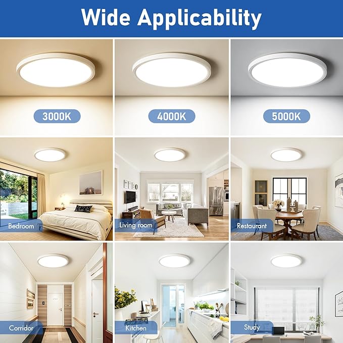 YELIOLED 12 Inch Slim Dimmable LED Flush Mount Ceiling Light Fixtures, 24W - Image 6