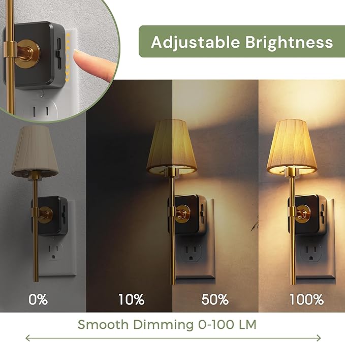 L LOHAS LED Night Lights Plug into Wall, Pleated Fabric Cover Night Light - Image 3