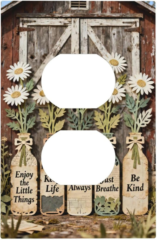 Bvtewkhz Rustic Daisy Barn Door Flowers Duplex Outlet Decorative Light Switch by Unknown