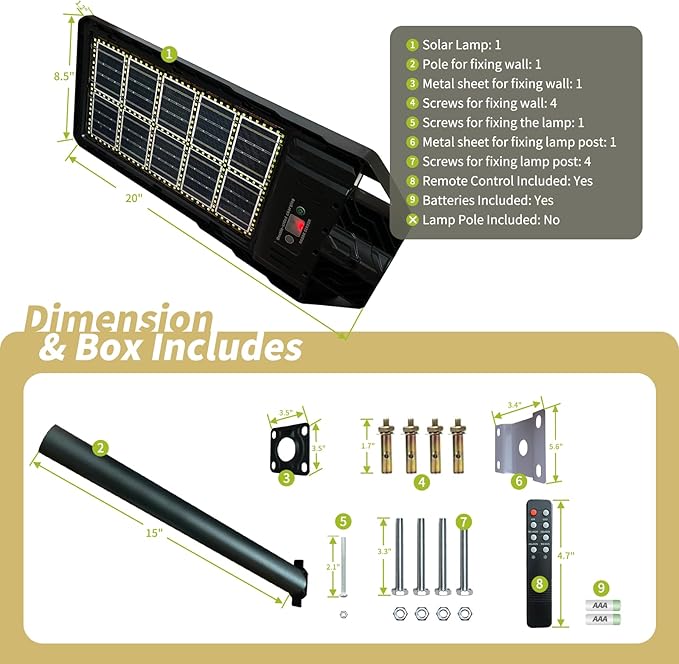 Locontifni 3000W Solar Street Light Outdoor - Image 8