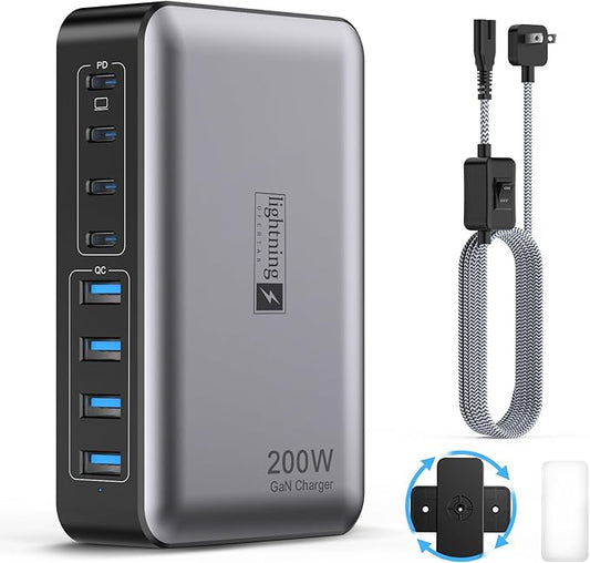USB C Fast Charger Block 200W, 8 Ports Charging Station by lightningofertas
