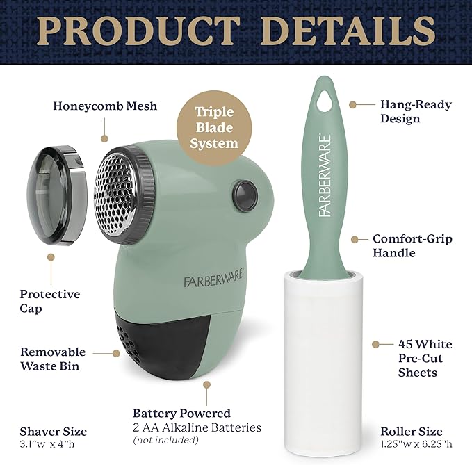 Farberware Fabric Shaver & Lint Remover Set – Battery Operated Sweater Shaver - Image 6