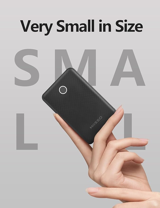 miisso 6000mah Ultra Slim Built in Cables Power Bank, Card Size Built in USB C - Image 4