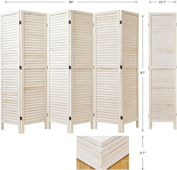 Room Dividers and Folding Privacy Screens, Wood Louvered Separators Divider Wall - Image 3