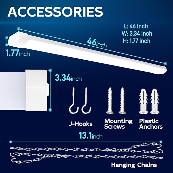 hykolity 4FT 120W LED Shop Light Linkable, 5000K Utility Shop Lights - Image 6