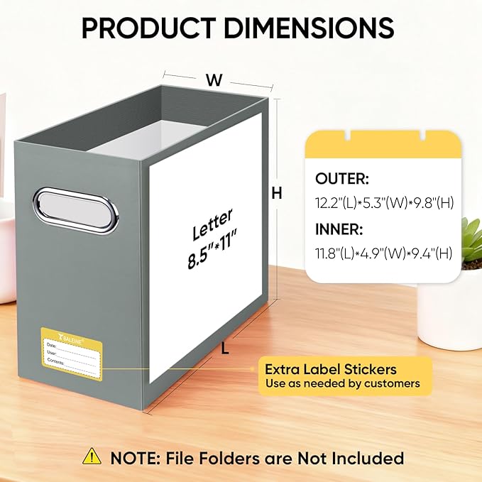 BALEINE File Organizer Box, Cardboard File Folder Organizer - Image 3