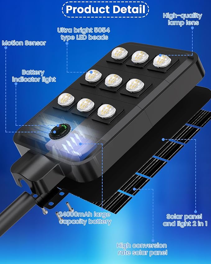 Gefolly G-9000W Solar Street Light Outdoor, Wide Angle Commercial Parking Lot - Image 5