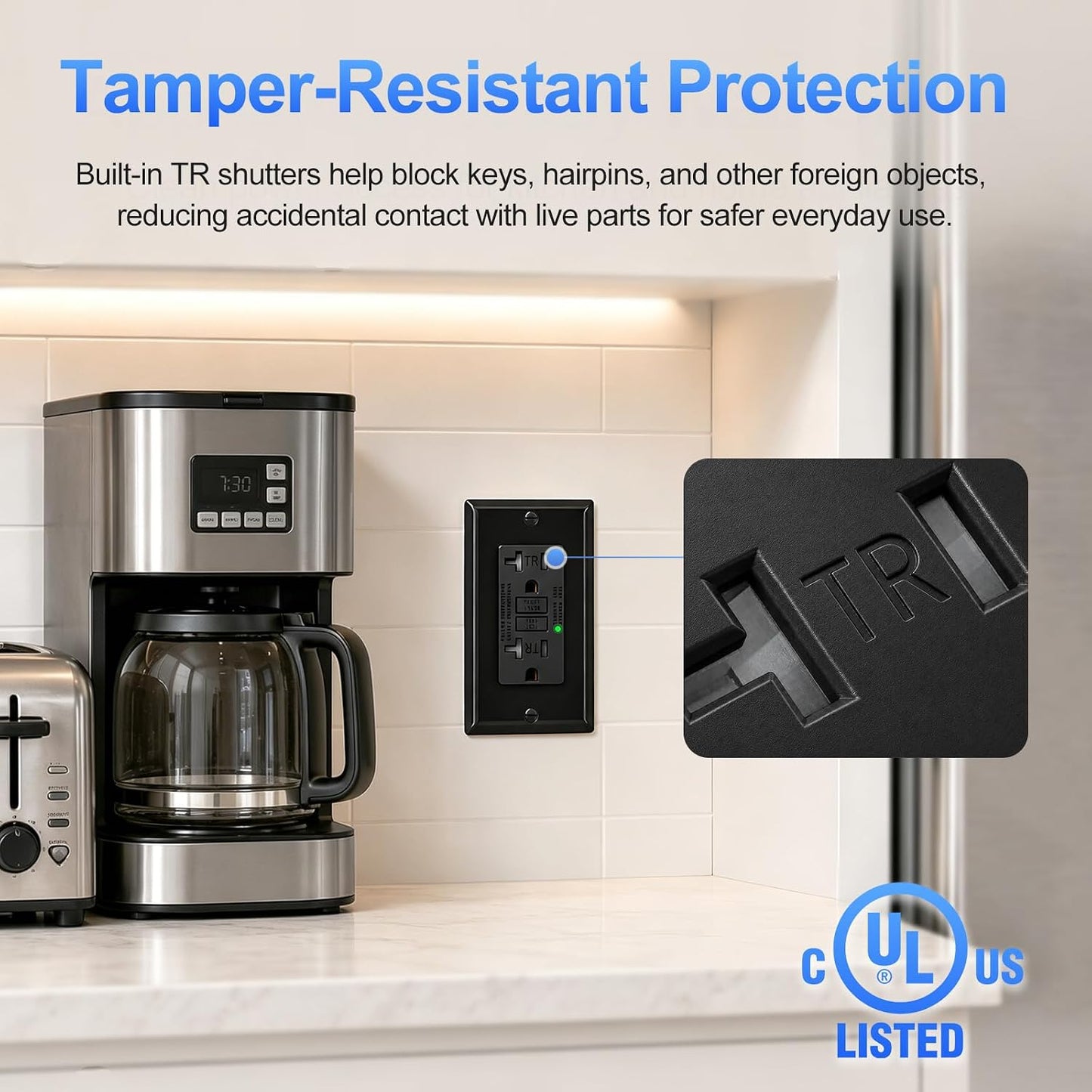 Baomain Generator GFCI Outlet 20Amp, Industrial Grade Self-Test Ground Fault Circuit Interrupter, Tamper-Resistant Receptacle,Heavy-Duty Receptacle, UL&CUL Certified, Matte Black (2-Pack)