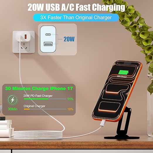 Dual Port USB A/C Charger for iPhone 17 16 Pro 10FT Woven USB C Fast Cable - Image 2