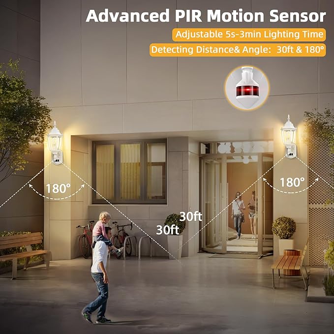 Lamomo Outdoor Wall Sconce, Dusk to Dawn Motion Sensor Light Fixtures, Exterior - Image 3