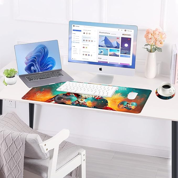 BFUKVOU Large Keyboard Mouse Pad Set, Extended Mouse Pad+Keyboard Wrist Rest - Image 3