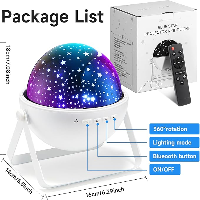 Star Projector for Kids Room, 15 Colors+Bluetooth Music Star Night Light - Image 9