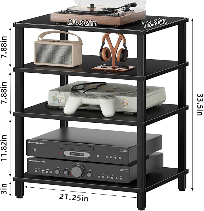 LELELINKY 4-Tier AV Media Player Stand Set of 2, Wooden TV Stand, Game Console - Image 3