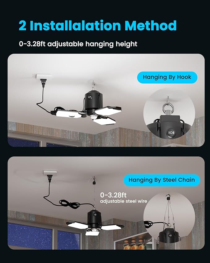 Kryoza Motion Sensor Garage Light Plug-in 80W 8000LM, Motion Activated Led Shop - Image 7